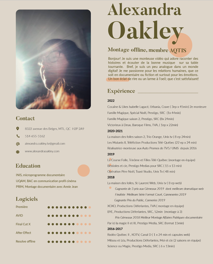 CV – Alexandra Oakley